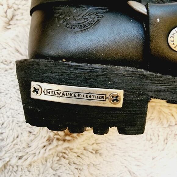 MILWAUKEE LEATHERBLACK LACE UP MOTORCYCLE BOOTS SIZE 6.5 - Picture 11 of 13